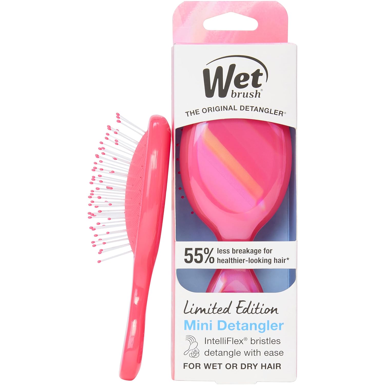 Perie de par Mini Original Prisma Glow Pink, 1 bucata, Wet Brush