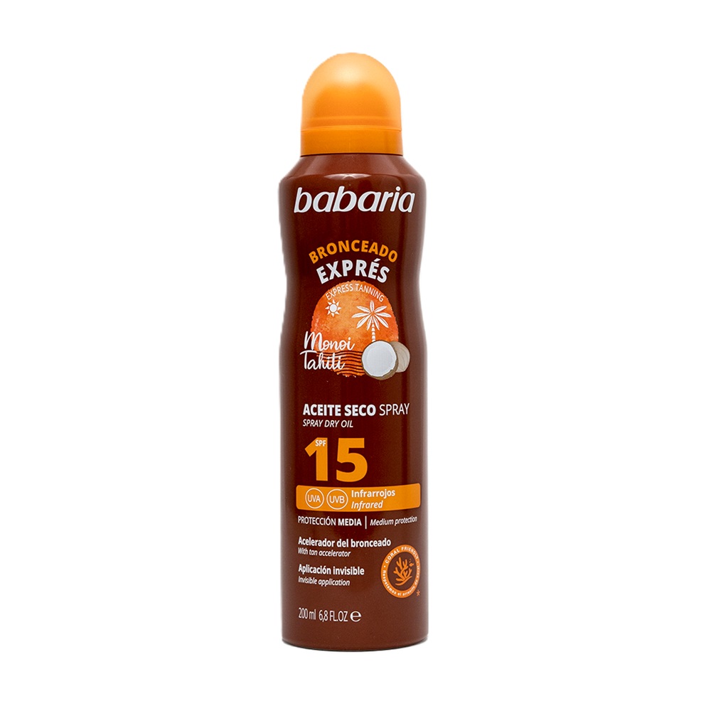 Ulei spray cu accelerator bronzare SPF 15 UVA&UVB Monoi Tahiti, 300 ml, Babaria
