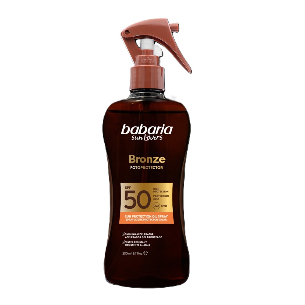 Ulei spray pentru accelerarea bronzului SPF 50+ UVA&UVB Coconut Bronze Fotoprotector, 200 ml, Babaria