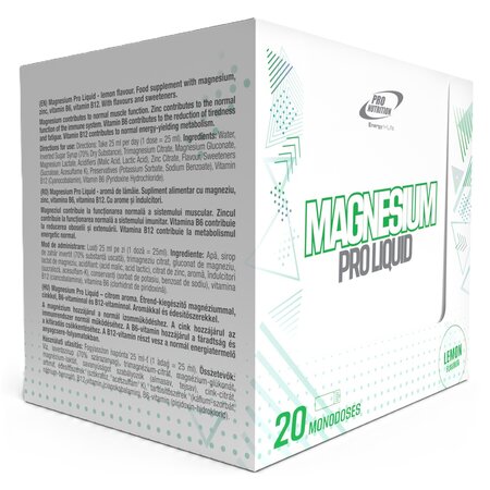 Magneziu lichid cu aroma de lamaie Magnesium Pro Liquid, 20 monodoze, Pro Nutrition 714888