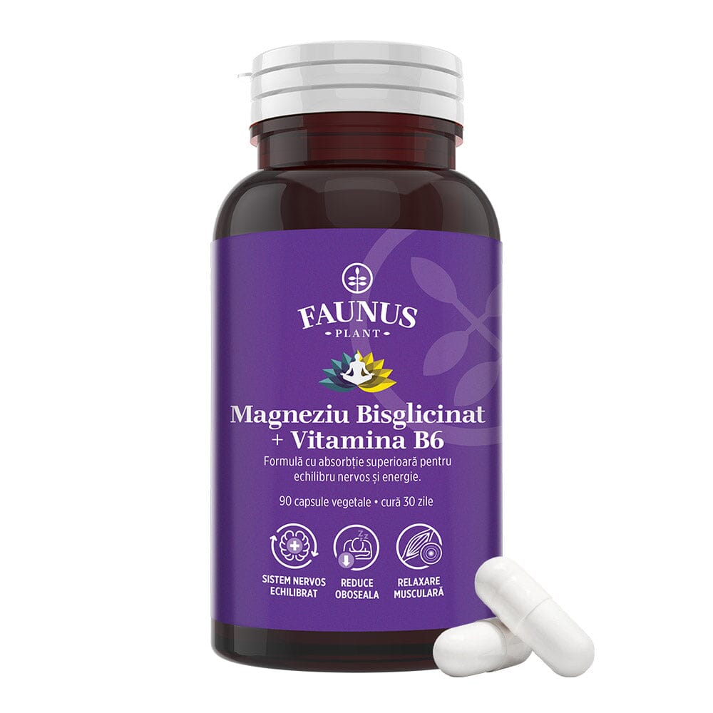 Magneziu Bisglicinat + Vitamina B6, 90 capsule, Faunus
