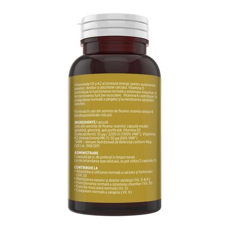 Vitamina D3 + K2, 60 capsule, Faunus 714932