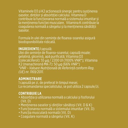 Vitamina D3 + K2, 60 capsule, Faunus 714934
