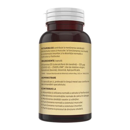Vitamina D3, 5000 UI, 30 capsule, Faunus 714942