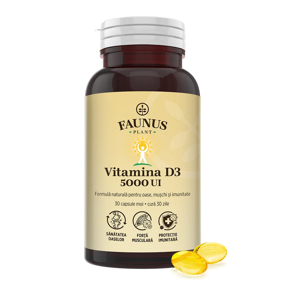 Vitamina D3, 5000 UI, 30 capsule, Faunus
