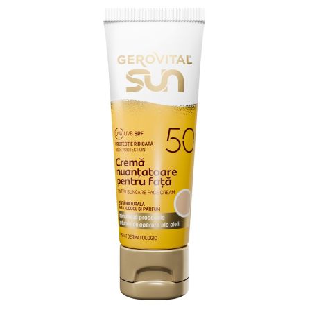 Crema nuantatoare pentru fata cu SPF 50 Sun, 50 ml, Gerovital 714958