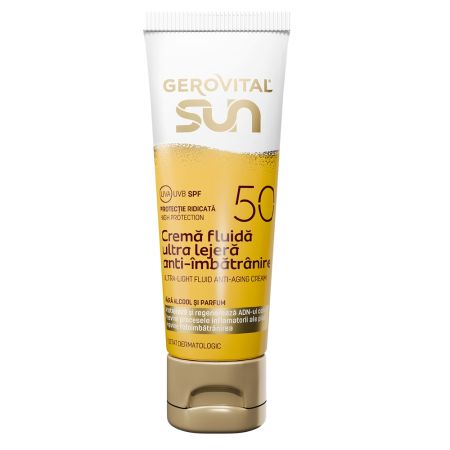 Crema  fluida de fata anti-imbatranire cu SPF 50 Sun, 50 ml, Gerovital 714962