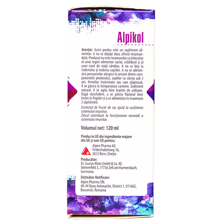 Sirop cu extract de fruct de soc Alpikol Immune, 120 ml, Alpen Pharma 714978