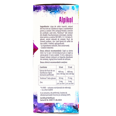 Sirop cu extract de fruct de soc Alpikol Immune, 120 ml, Alpen Pharma 714977