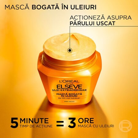 Masca nutritiva pentru par uscat Ulei Extraordinar, 300 ml, Elseve 715015