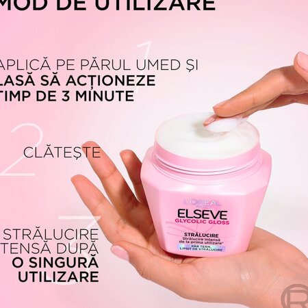 Masca de par pentru stralucirea parului Glycolic Gloss, 300 ml, Elseve 715032