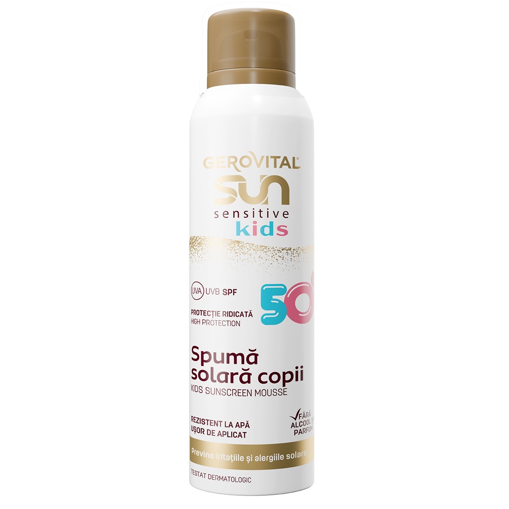 Spuma cu protectie solara pentru copii SPF 50 Sun Sensitive Kids, 150 ml, Gerovital