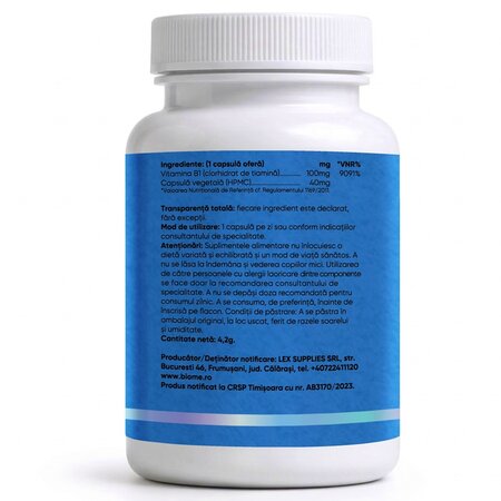 Vitamina B1, 100 mg+, 30 capsule, Biome 715156