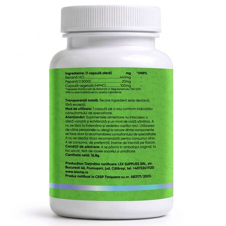 Betaina HCI+, 30 capsule, Biome 715207