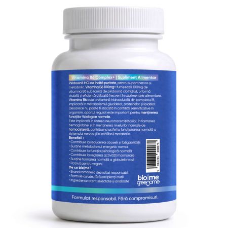 Vitamina B6, 100mg+, 30 capsule, Biome 715228