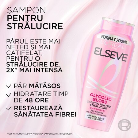 Sampon pentru stralucirea parului Glycolic Gloss, 700 ml, Elseve 715231