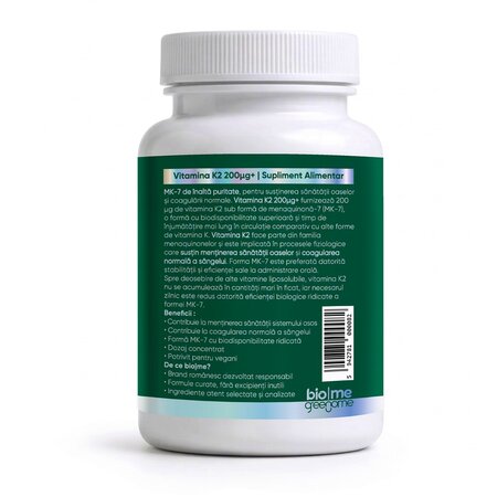 Vitamina K2, 200ug+, 30 capsule, Biome 727421