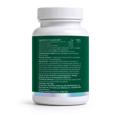 Vitamina K2, 200ug+, 30 capsule, Biome 727417
