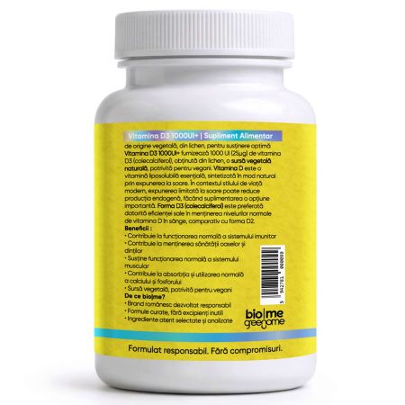 Vitamina D3, 1000UI+, 30 capsule, Biome 715238