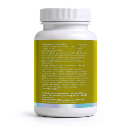 Vitamina D3, 1000UI+, 30 capsule, Biome 727447