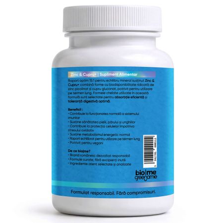 Zinc Picolinat si Cupru Gluconat+, 30 capsule, Biome 715249