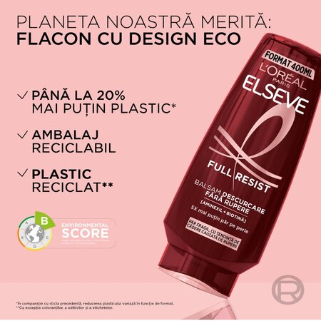 Balsam pentru par fragil cu tendinta de cadere cauzata de rupere Full Resist, 400 ml, Elseve 715295