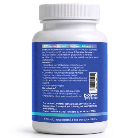 B Complex Avansat+, 30 capsule, Biome 715320