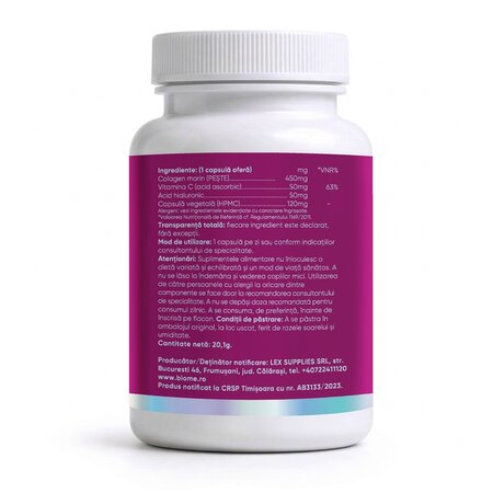 Colagen Frumusete+, 30 capsule, Biome 727559