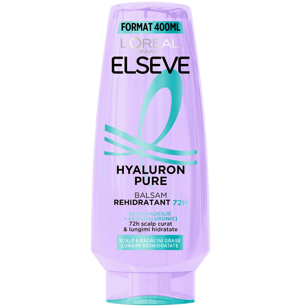 Balsam rehidratant pentru scalp si radacini grase si lungimi deshidratate Hyaluron Pure, 400 ml, Elseve