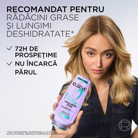 Balsam rehidratant pentru scalp si radacini grase si lungimi deshidratate Hyaluron Pure, 400 ml, Elseve 715346