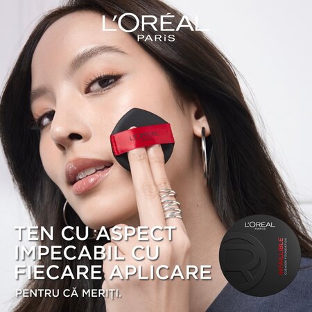 Fond de ten tip cushion rezistent la transfer Nuanta W120 Subton Cald Infaillible Fresh Wear, 11 g, LOreal 715378