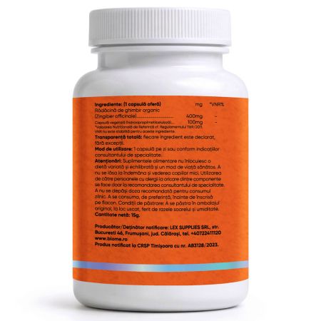 Radacina Ghimbir, 400mg+, 30 capsule, Biome 715388