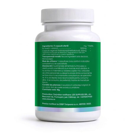 N-Acetil L-Cisteina, 500mg+, 30 capsule, Biome 727613