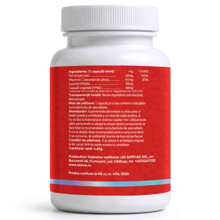 Fier Bisglicinat, 20mg+, 30 capsule, Biome 715430