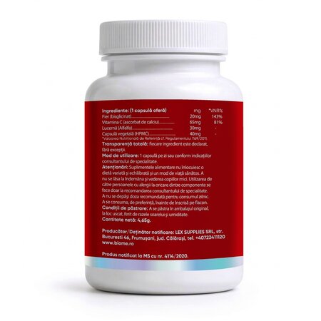 Fier Bisglicinat, 20mg+, 30 capsule, Biome 727672
