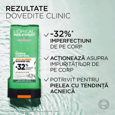 Gel de dus anti-imperfectiuni pentru barbati Men Expert Derma Control, 300 ml, LOreal 715503