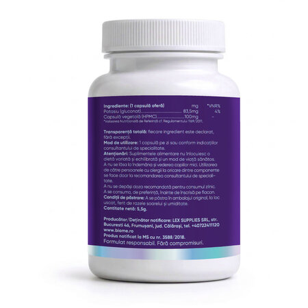 Potasiu gluconat, 500mg+, 30 capsule, Biome 727837
