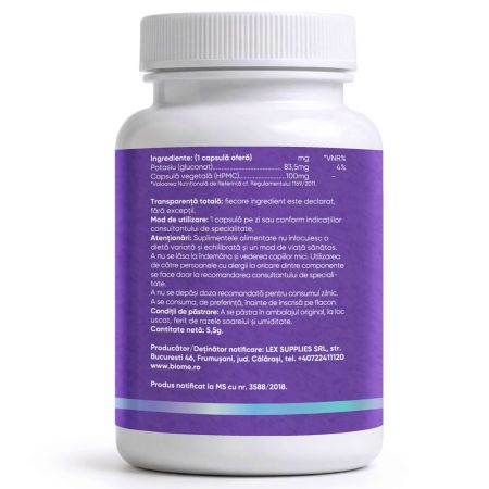 Potasiu Gluconat, 500mg+, 30 capsule, Biome 715508