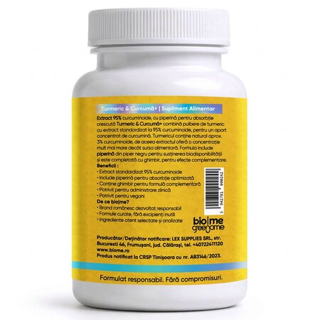 Turmeric si Curcuma+, 30 capsule, Biome 715540