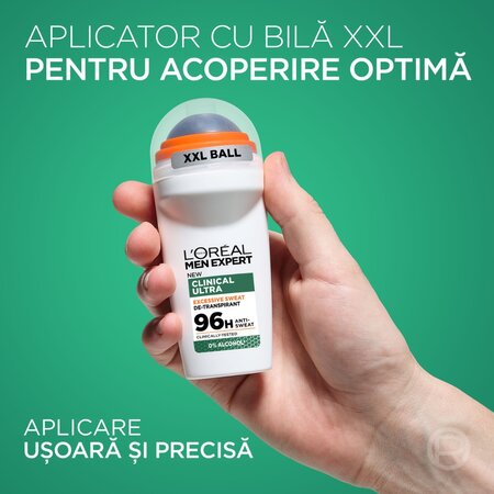 Roll-on antiperspirant fara alcool pentru barbati Men Expert Derma Control, 50 ml, LOreal 715550