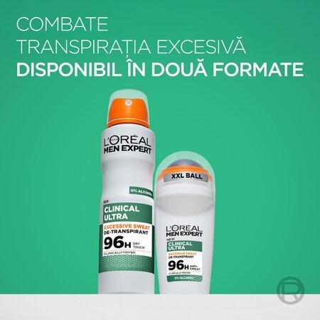 Roll-on antiperspirant fara alcool pentru barbati Men Expert Derma Control, 50 ml, LOreal 715551
