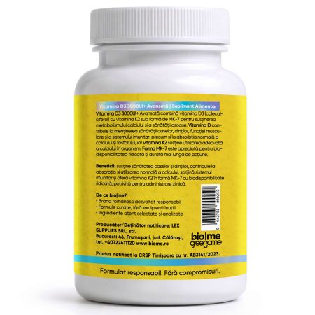 Vitamina D3 Avansata, 3000UI+, 30 capsule, Biome 715553