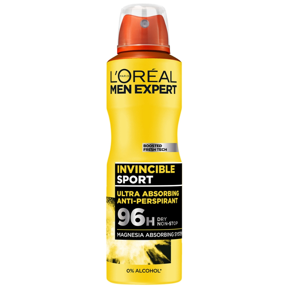 Spray antiperspirant fara alcool pentru barbati Men Expert Invincible Sport, 150 ml, LOreal