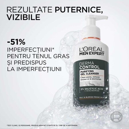 Gel de curatare pentru ten gras Men Expert Derma Control, 260 ml, LOreal 715585
