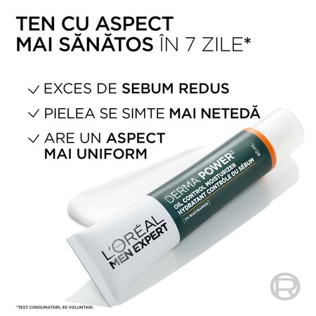 Crema hidratanta pentru tenul gras cu SPF 30 pentru barbati Men Expert Derma Control, 40 ml, LOreal 715598