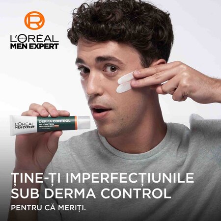 Crema hidratanta pentru tenul gras cu SPF 30 pentru barbati Men Expert Derma Control, 40 ml, LOreal 715599