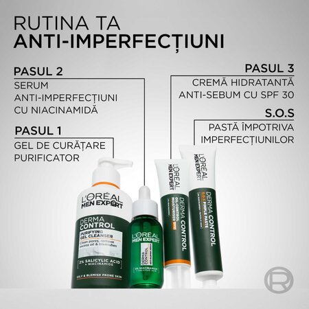 Crema pasta pentru imperfectiuni Men Expert Derma Control SOS, 45 ml, LOreal 715609
