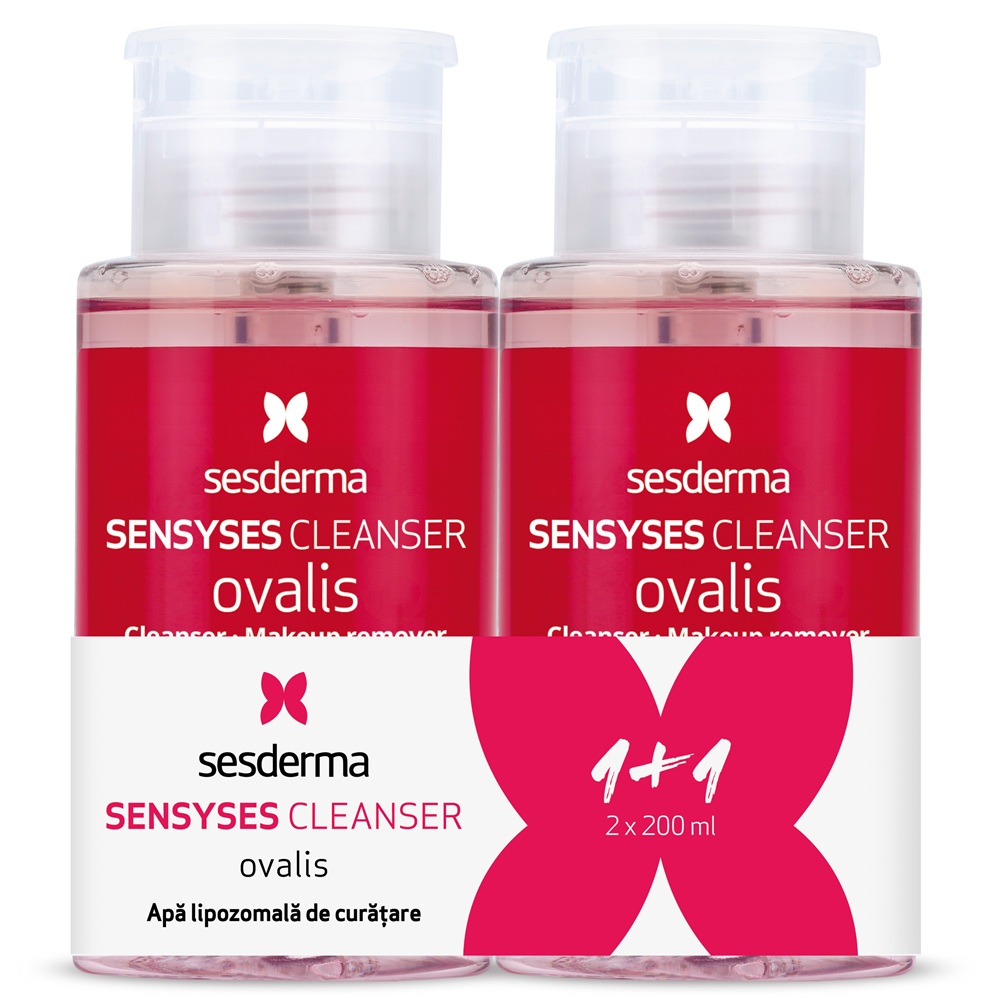 Pachet Apa lipozomala pentru curatare si demachiere Sensyses Ovalis, 2 x 200 ml, Sesderma