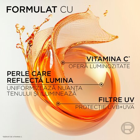 Fluid colorat cu factor de protectie solara SPF 30 Revitalift Vitamin C Tinted Glow, 40 ml, LOreal 715651