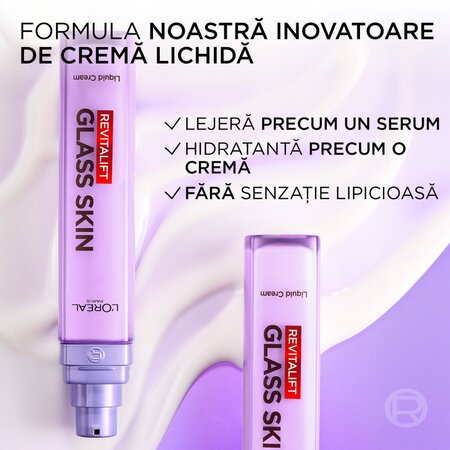 Crema iluminatoare hidratanta Revitalift Filler Glass Skin, 50 ml, LOreal 715662